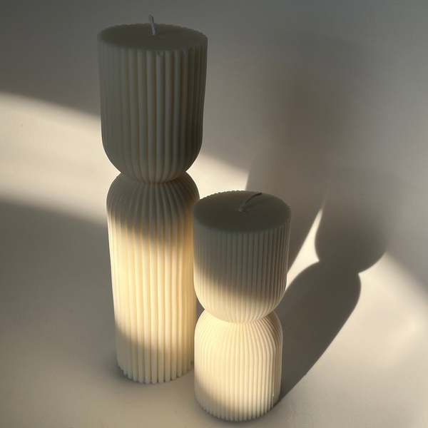 AARAM LUX Striped Column Candle Pillar Soy Decorative Candle