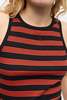 Ganni Soft Cotton Rib Striped Tank Top - Red Alert - Thumbnail 4