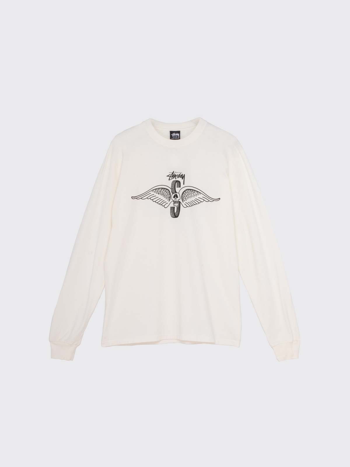 Stussy Skull Wings Pigment Dyed Long Sleeve T-Shirt - Natural 