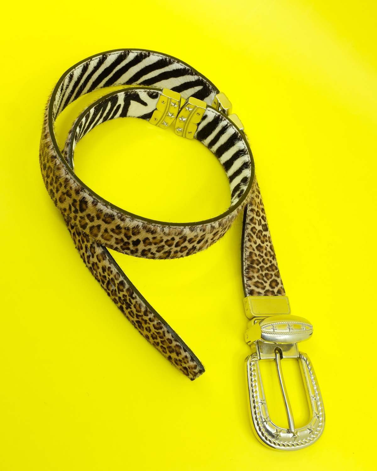 TAKAHIROMIYASHITA The Soloist. White Zebra & Brown Leopard Multiplex Belt - Image 1 of 5