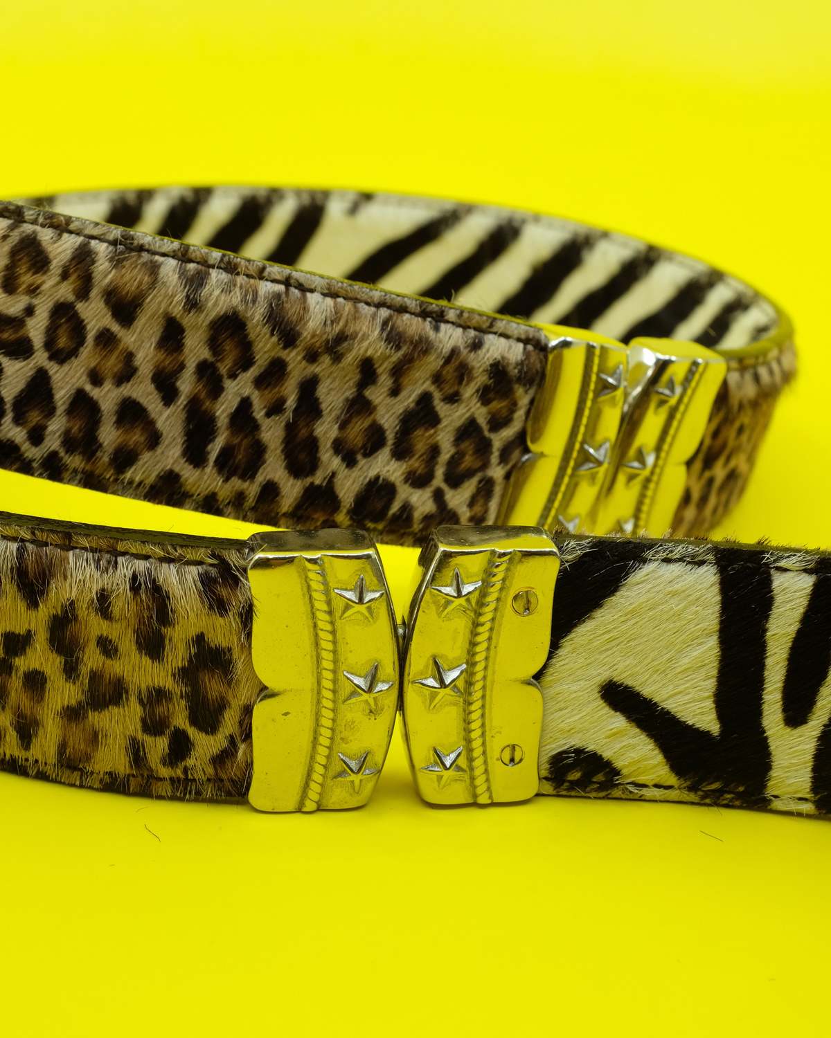 TAKAHIROMIYASHITA The Soloist. White Zebra & Brown Leopard Multiplex Belt - Image 2 of 5