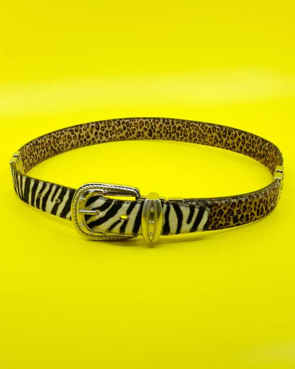 TAKAHIROMIYASHITA The Soloist. White Zebra & Brown Leopard Multiplex Belt