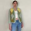 Vintage 60s Hand Knit Mohair Italian Argyle Cardigan Sweater - Thumbnail 1