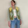 Vintage 60s Hand Knit Mohair Italian Argyle Cardigan Sweater - Thumbnail 5