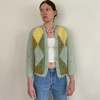 Vintage 60s Hand Knit Mohair Italian Argyle Cardigan Sweater - Thumbnail 7