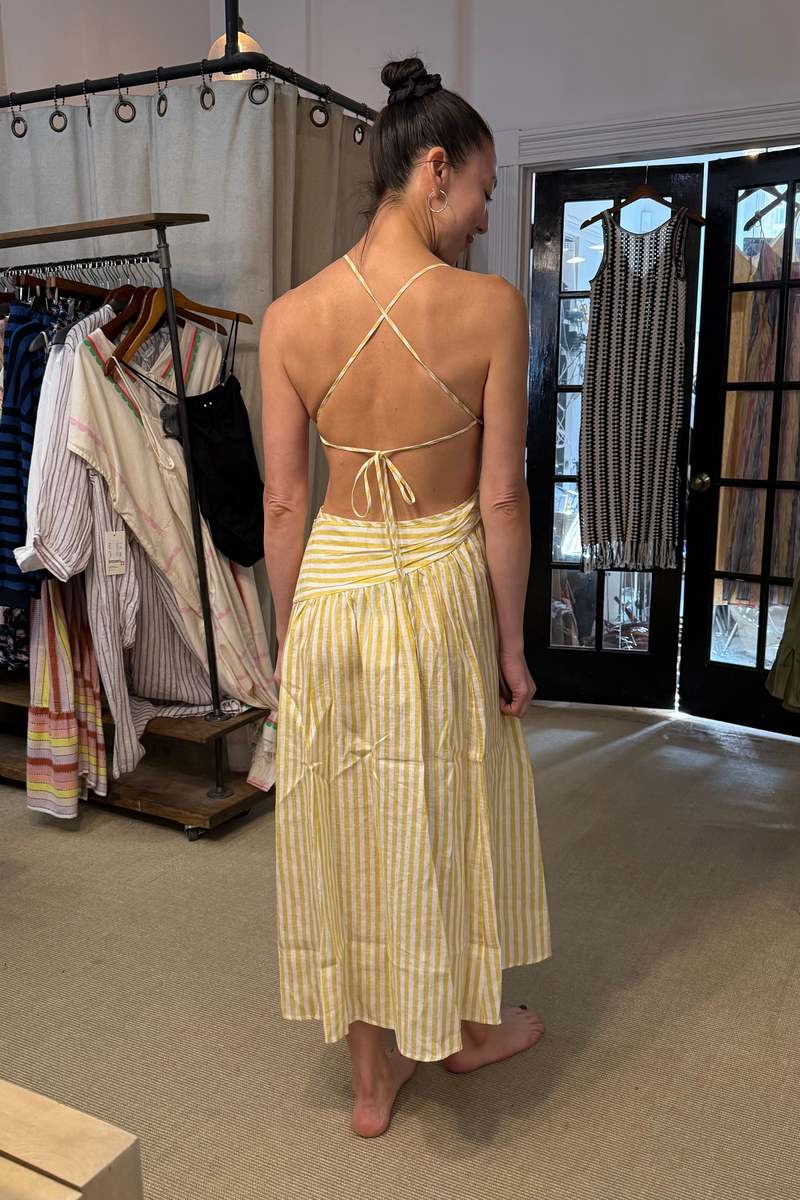 knee length dresses for ladies Zimmermann Crush Asymmetrical Midi Dress Yellow Floral main image 1