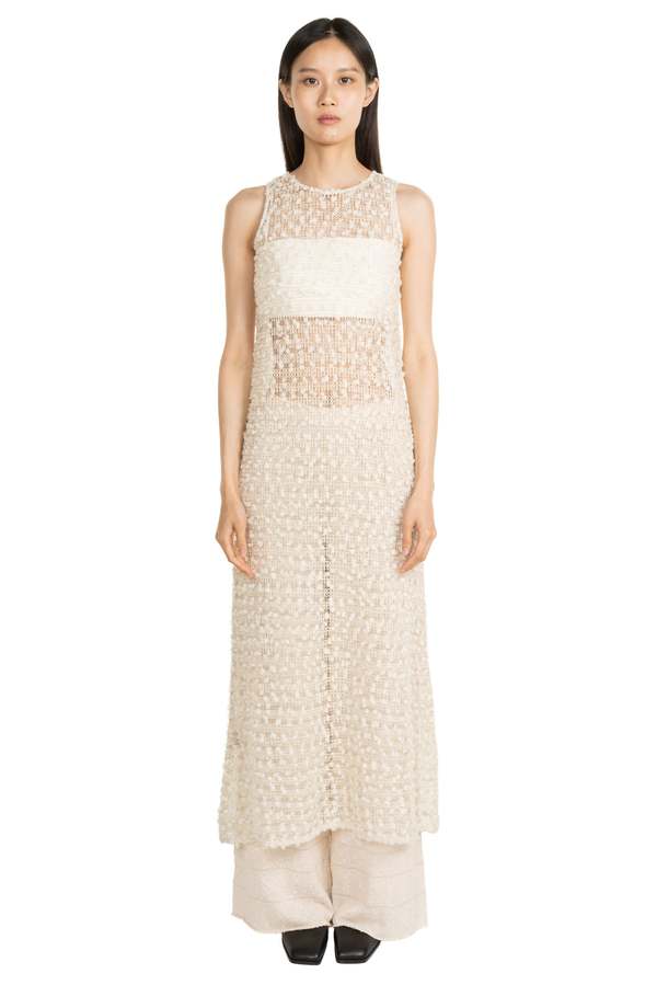 knit two piece dress Two-Piece Long Knit Dress with Sheer Overlay- 5165 main image 0
