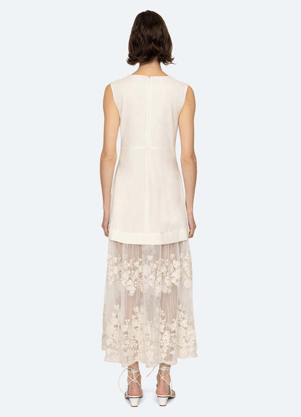 Sea NY Arielle Lace V-Neck Midi Dress - Cream | Garmentory