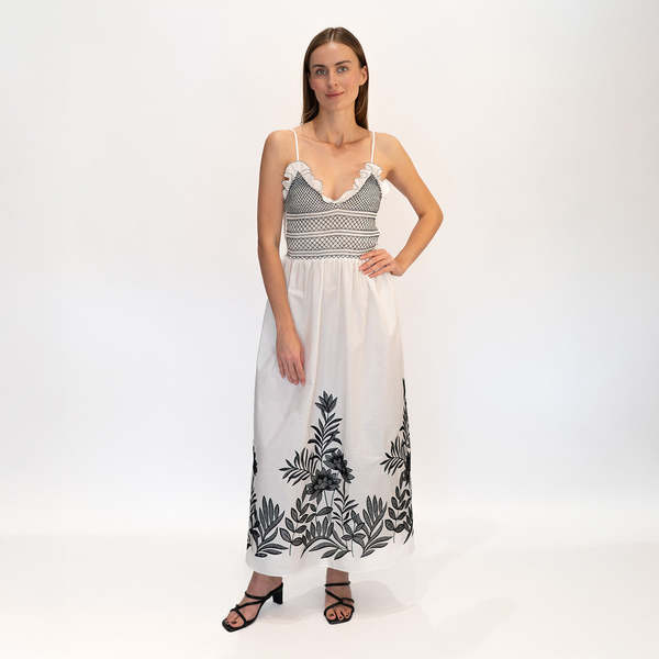 Loretta Caponi Bianca Long Dress - Water Lilies