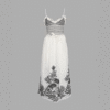 Loretta Caponi Bianca Long Dress - Water Lilies - Thumbnail 4