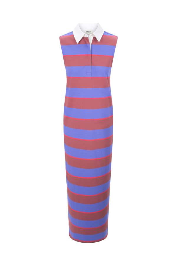 strapless open back dress Ganni Pink & Brown Striped Cotton Dress sz 2 l Michael's Luxury Consignment  – Michael's Consignment NYC main image 0