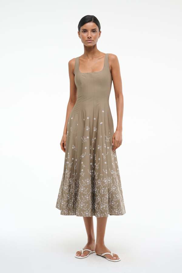 Staud Wells Dress - Taupe Embroidery on Garmentory