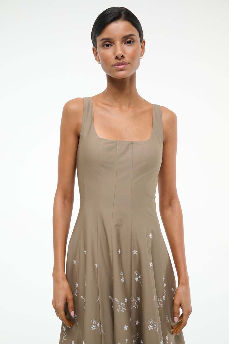 Staud Wells Dress - Taupe Embroidery | Garmentory