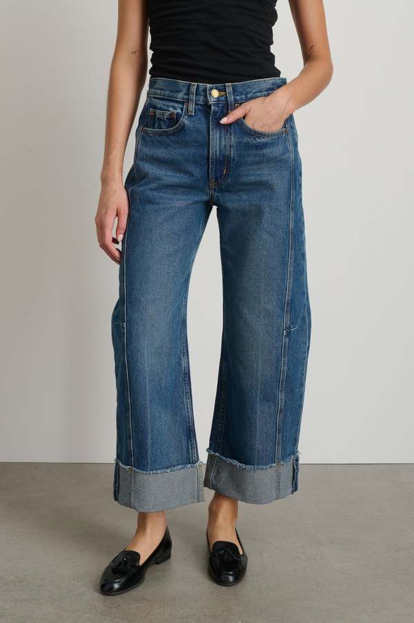 B Sides Relaxed Vista Cuffed Lasso Jeans - Vista Blue