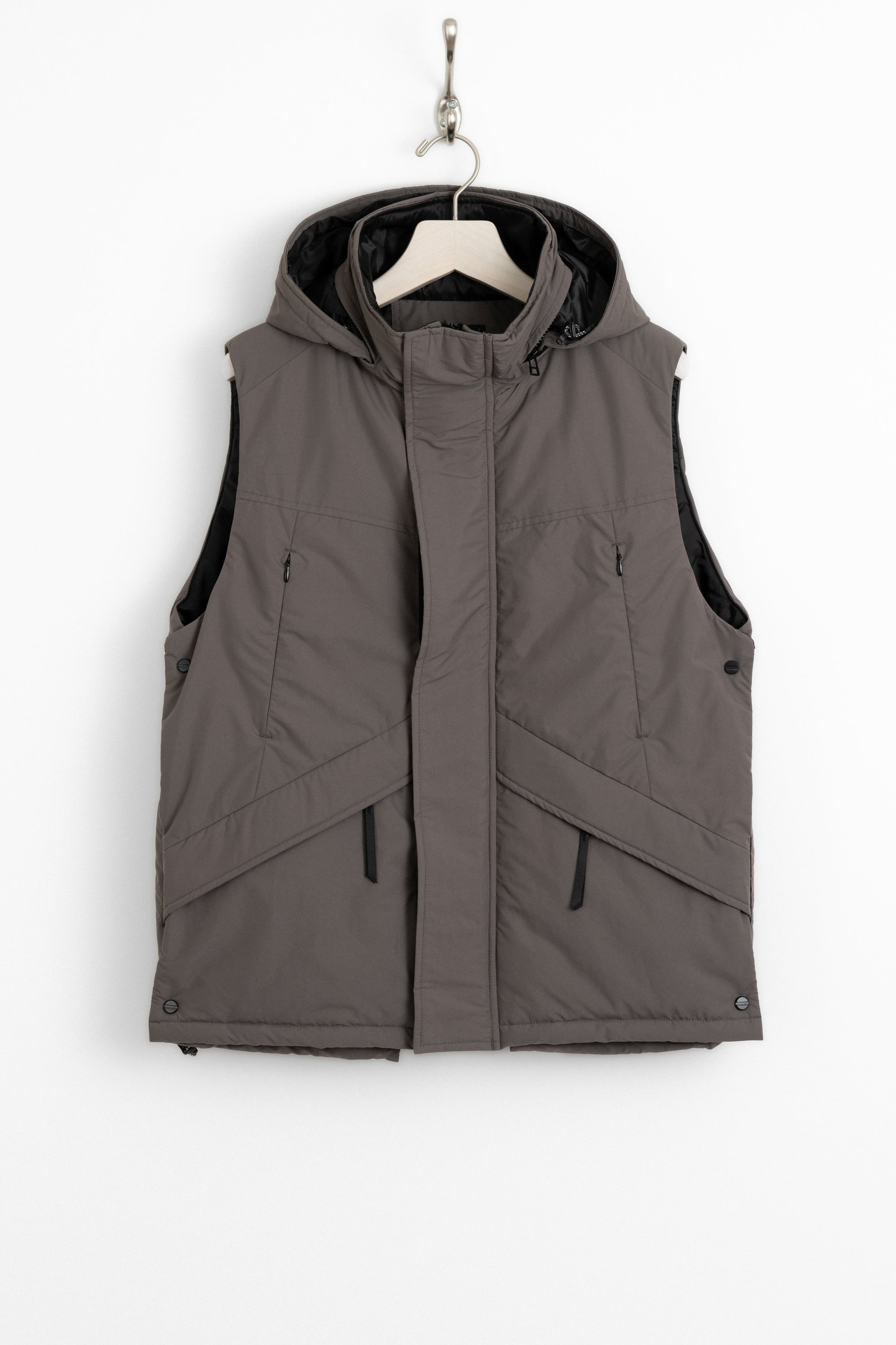 Meanswhile Side Slit Padding Vest - Dark Taupe | Garmentory