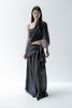 K M by L A N G E Pure Silk Wrapped Long Skirt - Black - Thumbnail 4