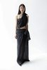 K M by L A N G E Pure Silk Wrapped Long Skirt - Black - Thumbnail 6