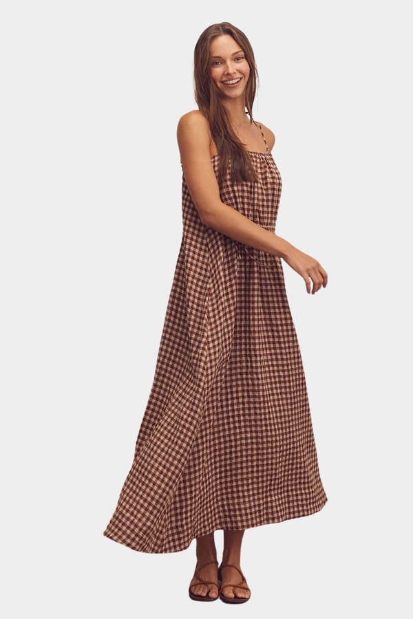 Dress Outfits Gingham Cami Dress Free People Via Gingham Cami Midi Dress In  Brown