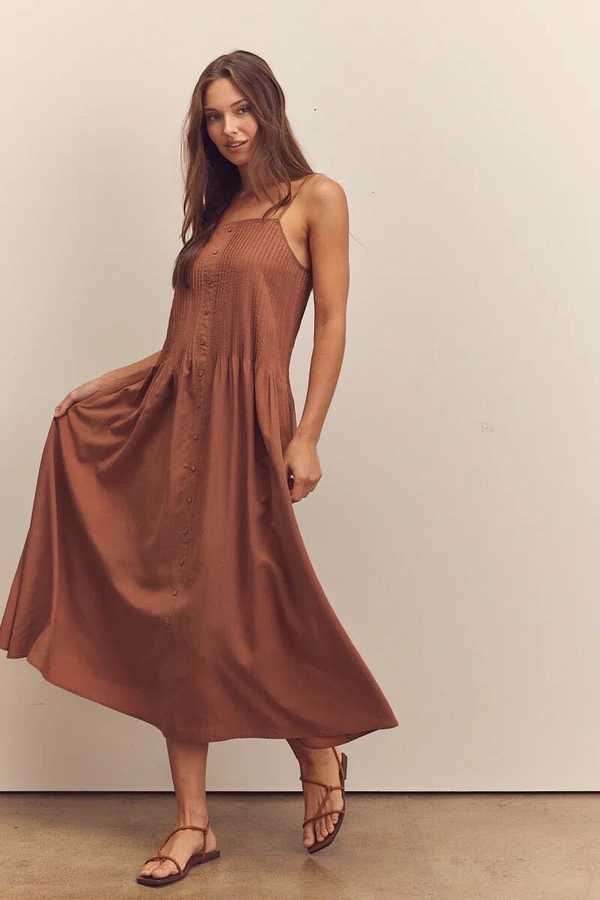 brown satin cami dress Freilla Brown Satin Midi Dress - 10 main image 0