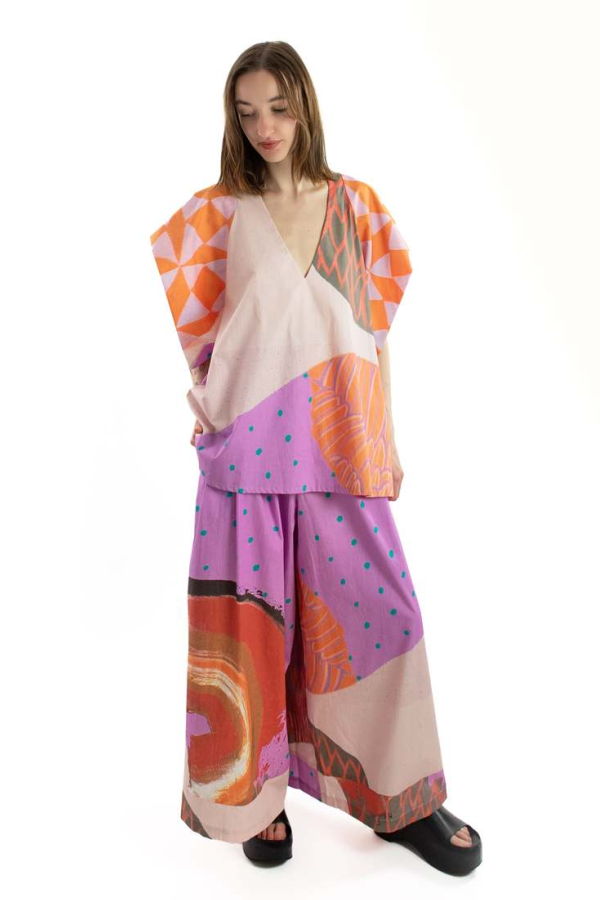 Meg Secret Wide Leg Pant - Secret Drawer Print