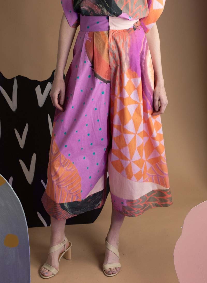 Meg Secret Wide Leg Pant - Secret Drawer Print