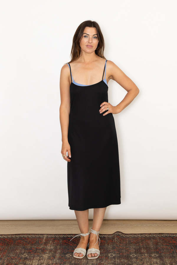 6397 Double Layer Slip Dress - Black on Garmentory