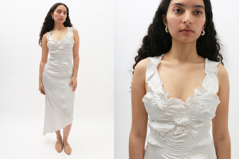 【関税込み】J.Kim ホワイト Markiza Paisley ミディアムドレス MARKIZA PAISLEY DRESS IN SILK