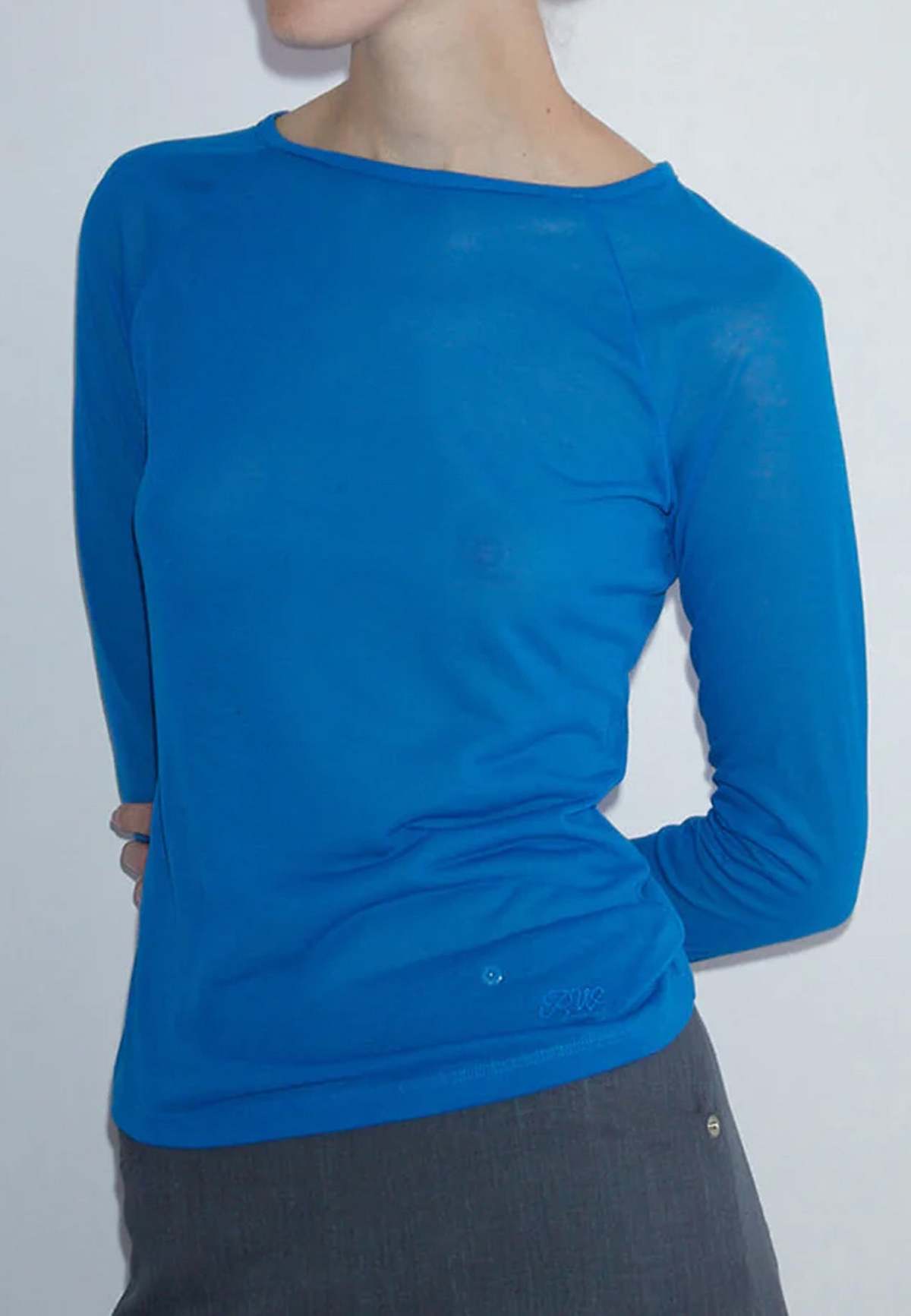PALOMA WOOL ネコ 長袖Tシャツ BLUE PALOMAWOOL 猫 長袖Tシャツ BLUE