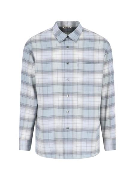 Auralee Super Light Wool Check Shirt - Blue/Brown | Garmentory