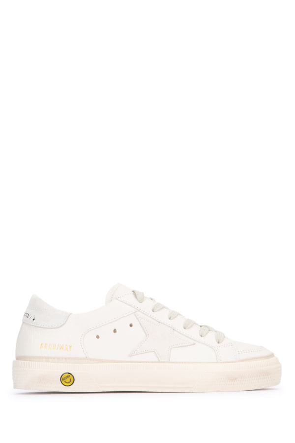 KIDS Golden Goose May Nappa Upper Suede Sta Sneakers - Optic White
