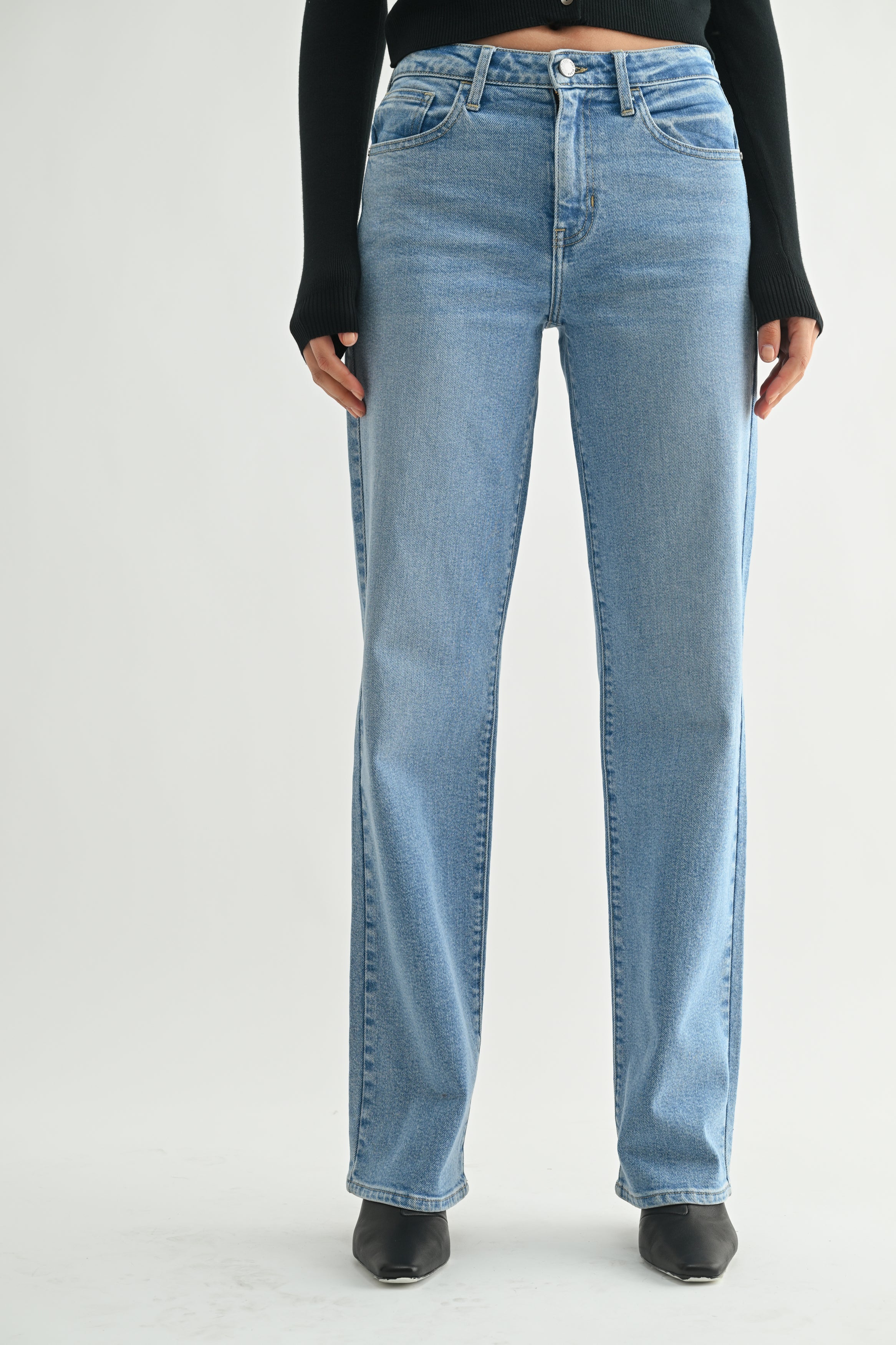 Just Black Denim The Longer Length Straight Jean - Medium Denim
