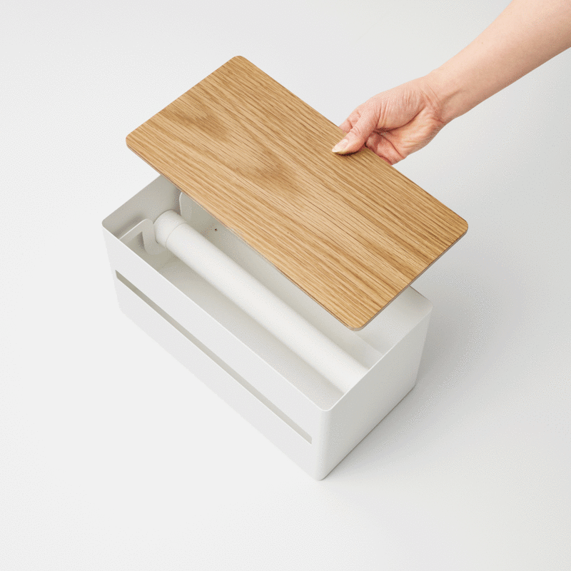 Yamazaki Home Paper Towel Dispenser - Steel + Wood