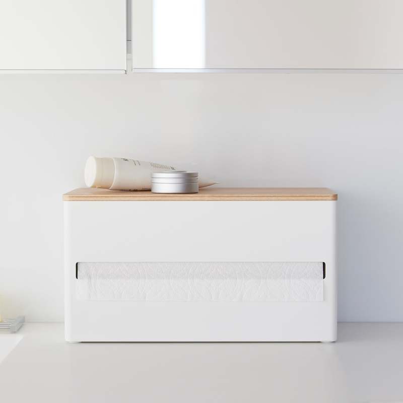 Yamazaki Home Paper Towel Dispenser - Steel + Wood