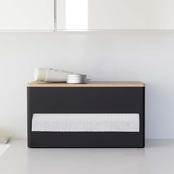 Yamazaki Home Paper Towel Dispenser - Steel + Wood
