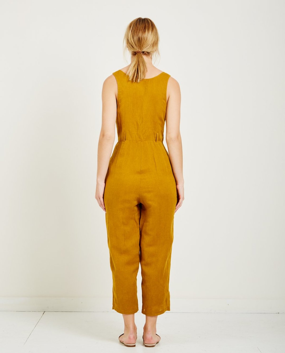 Mes Demoiselles RAPHIA BUTTON FRONT JUMPSUIT - KHAKI - Image 4 of 4