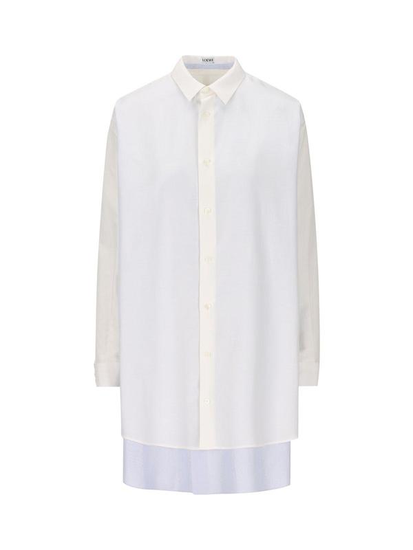 ワンピース Loewe Double layer chemise dress LOEWE Double Layer Shirt Dress - White | Garmentory