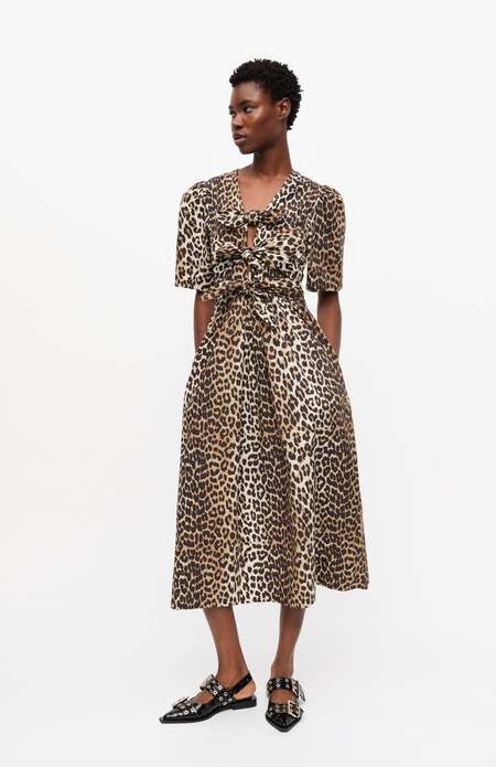 Ganni V-neck Midi Dress - Floral Azure | Garmentory