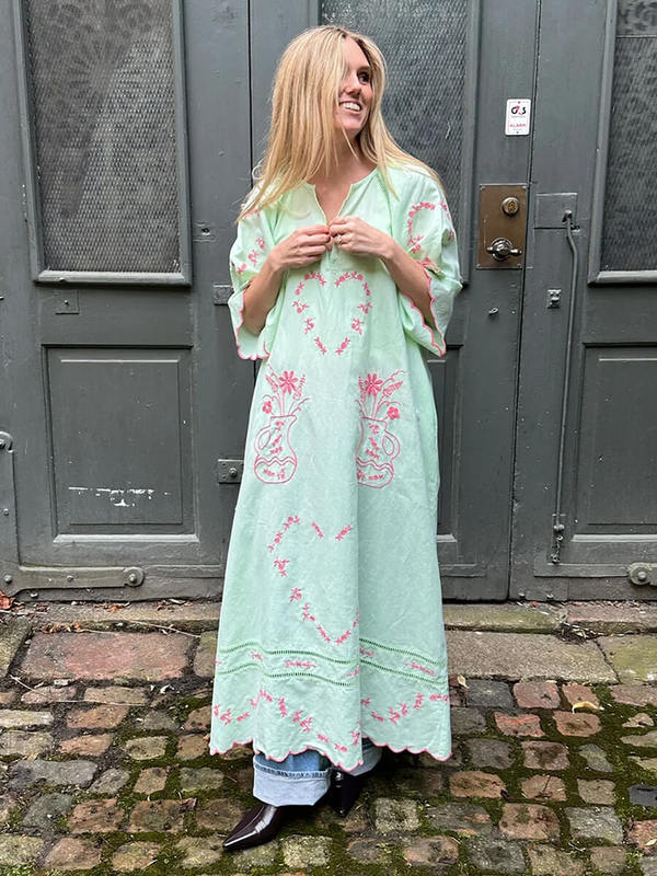 cos green linen dress CROSS-STRAP LIME GREEN LINEN DRESS main image 1