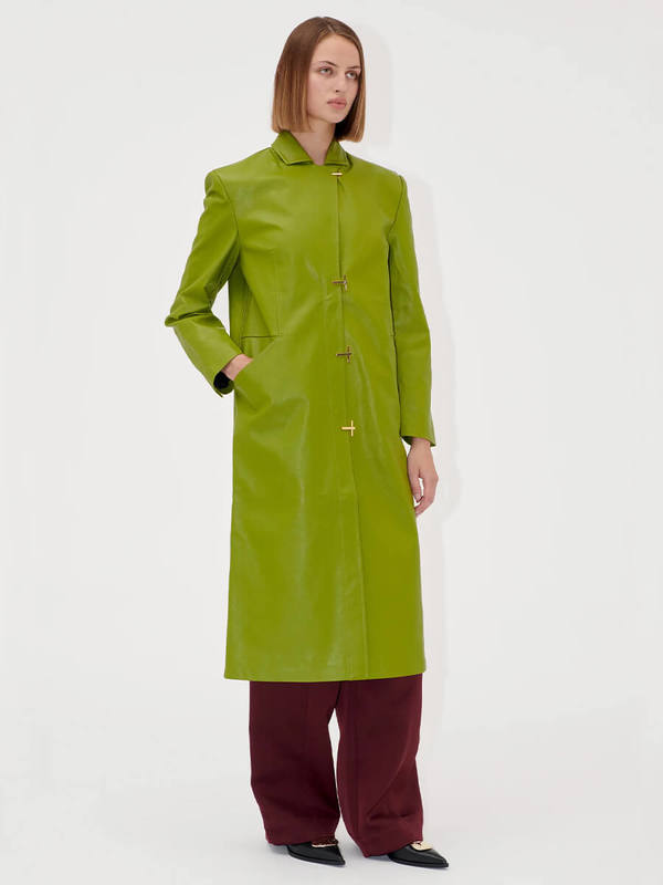 Stine Goya Long Single Breasted Coat - Woodbine | Garmentory