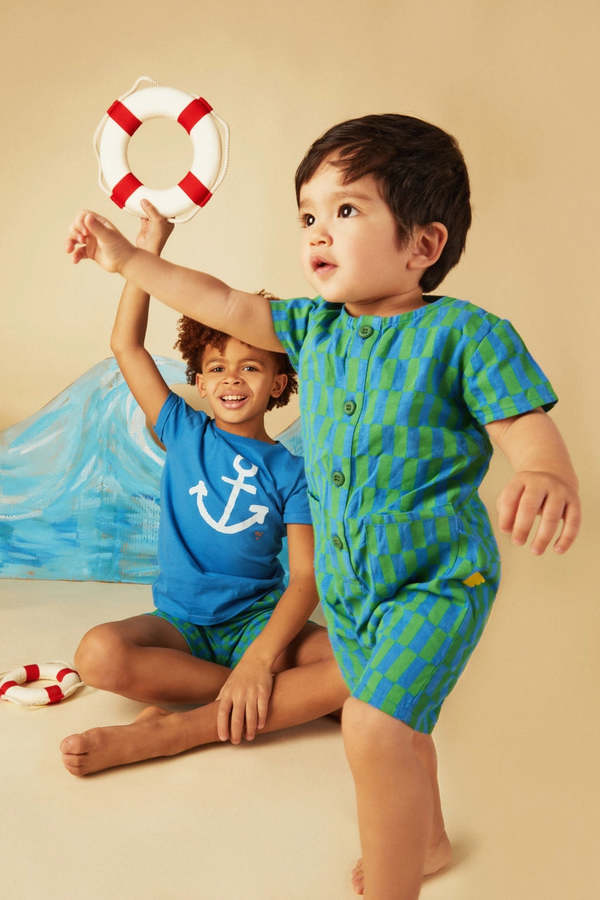 Mon Coeur Checkered Linen Romper