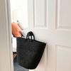 Indego Africa Braided Raffia Tote - Black - Thumbnail 2