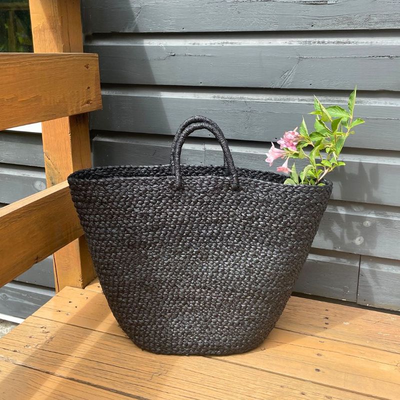 Indego Africa Braided Raffia Tote - Black