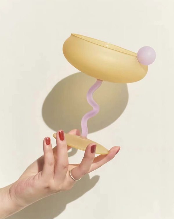INSPECIAL HOME Jelly Bean Wine Glass Set - Whimsical Eclectic Dopamine Cocktail Coupe Glass Set