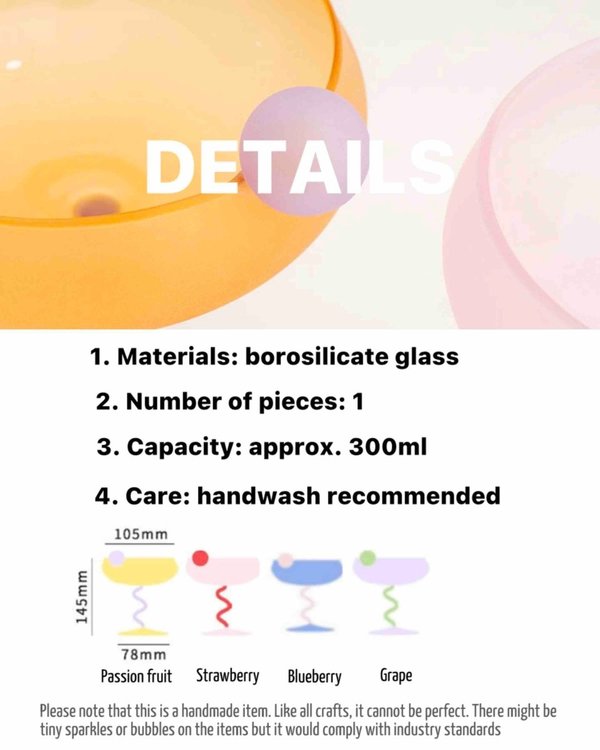 INSPECIAL HOME Jelly Bean Wine Glass Set - Whimsical Eclectic Dopamine Cocktail Coupe Glass Set