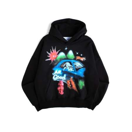 Good Morning Tapes Sun Logo Fleece Hoodie - Peach | Garmentory