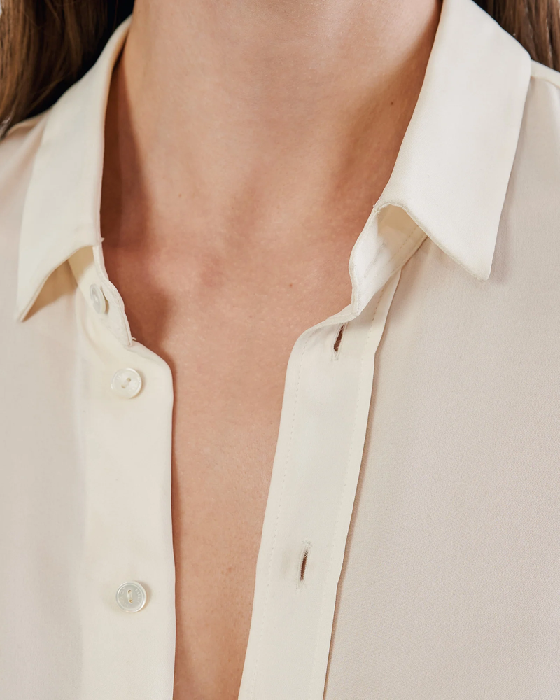 Nili Lotan Gaia Slim Silk Shirt - Ivory