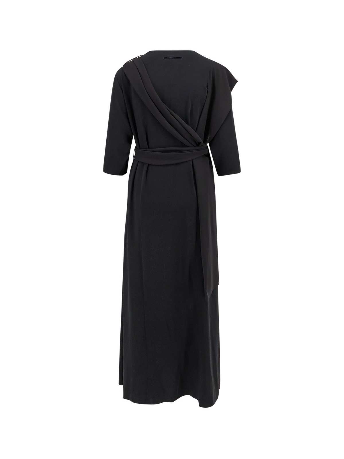 【関税＆送料込み】Mm6 Maison Margiela Black Polyester Dres MM6 Maison Margiela Oversize v-neck Shift Dress | Black