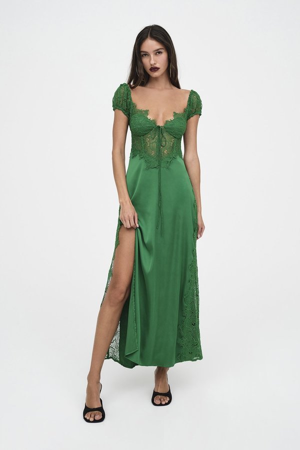 For Love & Lemons Casey Maxi Dress - Green | Garmentory