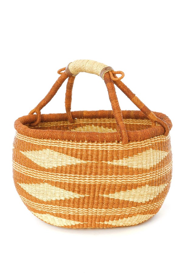 Swahili | AFRICAN MODERN Caramel Diamond Handwoven Decorative Bolga Basket
