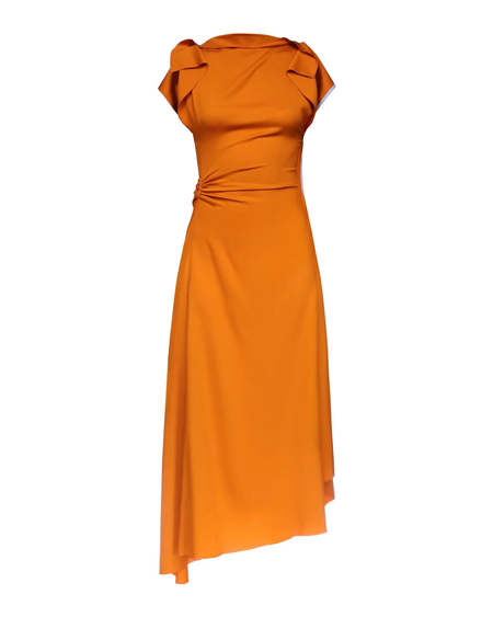 Victoria Beckham Wrap Front Dress - Burnt Orange | Garmentory